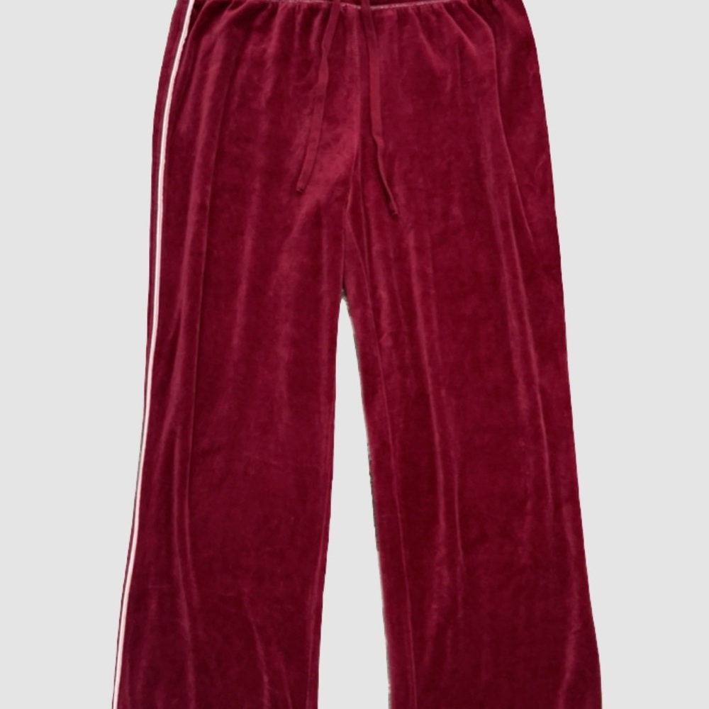 Y2K Velvet Wide Leg Pants in Burgundy